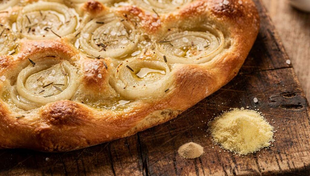 Focaccia alla cipolla con lievito istantaneo ricetta cottura semplice antipasto